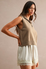 LINDEN HALF ZIP UP HIGH NECK KNITTED VEST