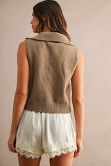 LINDEN HALF ZIP UP HIGH NECK KNITTED VEST