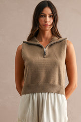 LINDEN HALF ZIP UP HIGH NECK KNITTED VEST