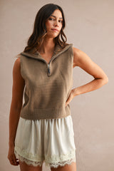 LINDEN HALF ZIP UP HIGH NECK KNITTED VEST