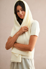 KARLA SHORT SLEEVES KNIT TOP WITH SCARF