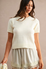 KARLA SHORT SLEEVES KNIT TOP WITH SCARF