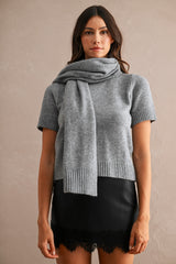 KARLA SHORT SLEEVES KNIT TOP WITH SCARF