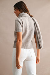 KARLA SHORT SLEEVES KNIT TOP WITH SCARF