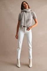 KARLA SHORT SLEEVES KNIT TOP WITH SCARF