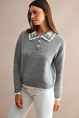 ARIEL TRIM DETAIL COLLAR KNITTED SWEATER