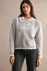ARIEL TRIM DETAIL COLLAR KNITTED SWEATER