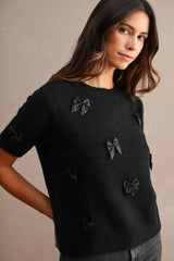 EMBER CONTRAST RIBBON DETAIL KNIT TOP