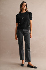 EMBER CONTRAST RIBBON DETAIL KNIT TOP