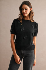 EMBER CONTRAST RIBBON DETAIL KNIT TOP
