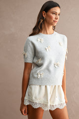 EMBER CONTRAST RIBBON DETAIL KNIT TOP