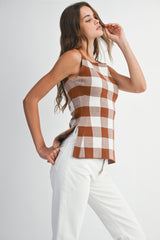 MARIE GINGHAM KNIT TOP