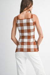 MARIE GINGHAM KNIT TOP