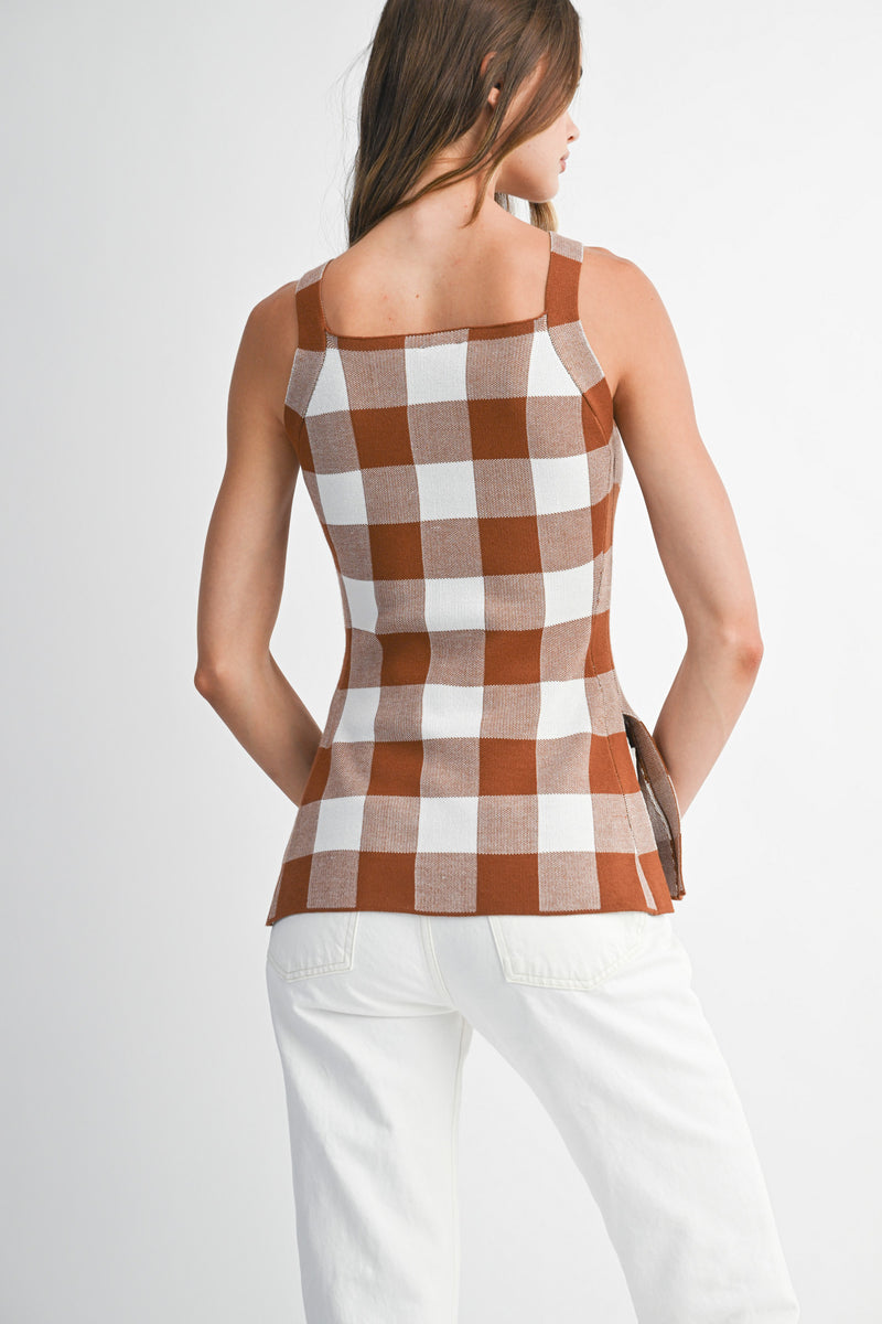 MARIE GINGHAM KNIT TOP