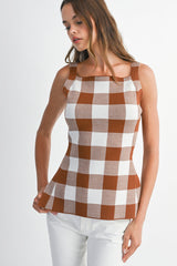 MARIE GINGHAM KNIT TOP