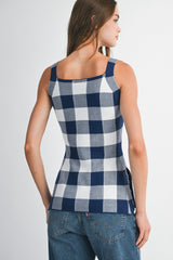MARIE GINGHAM KNIT TOP