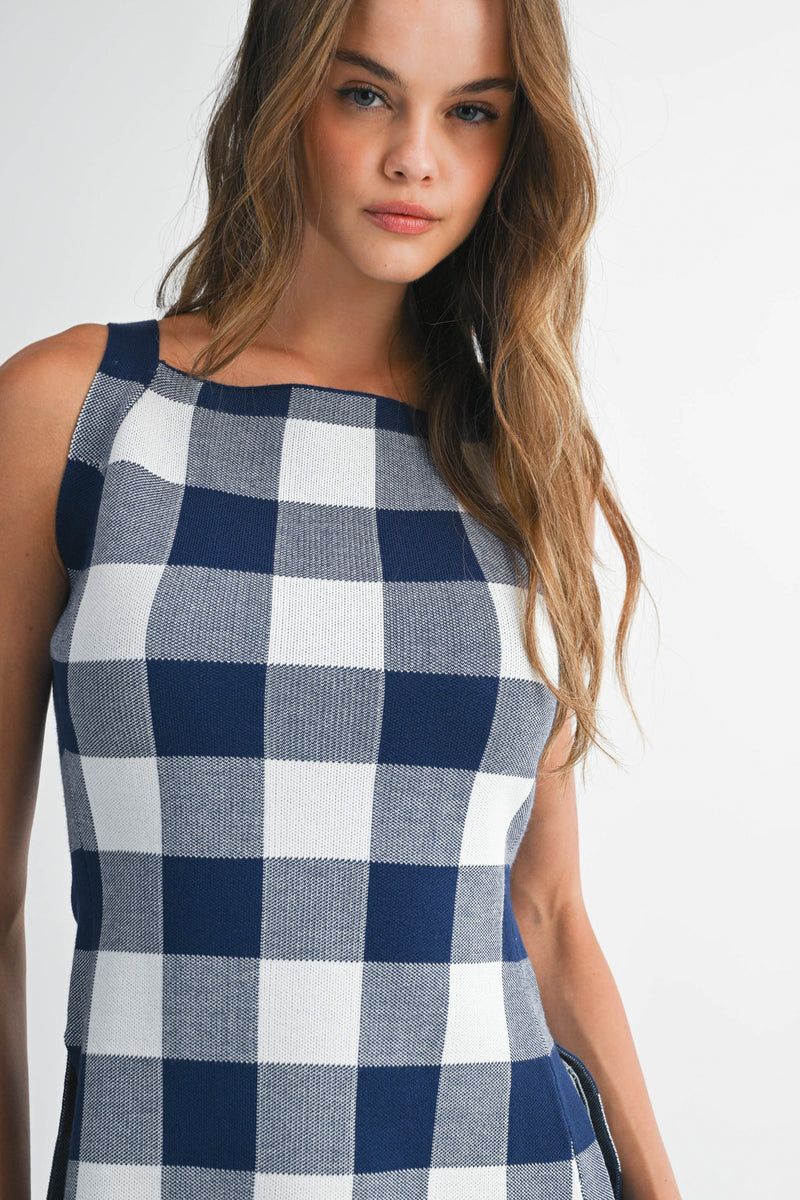 MARIE GINGHAM KNIT TOP