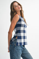 MARIE GINGHAM KNIT TOP