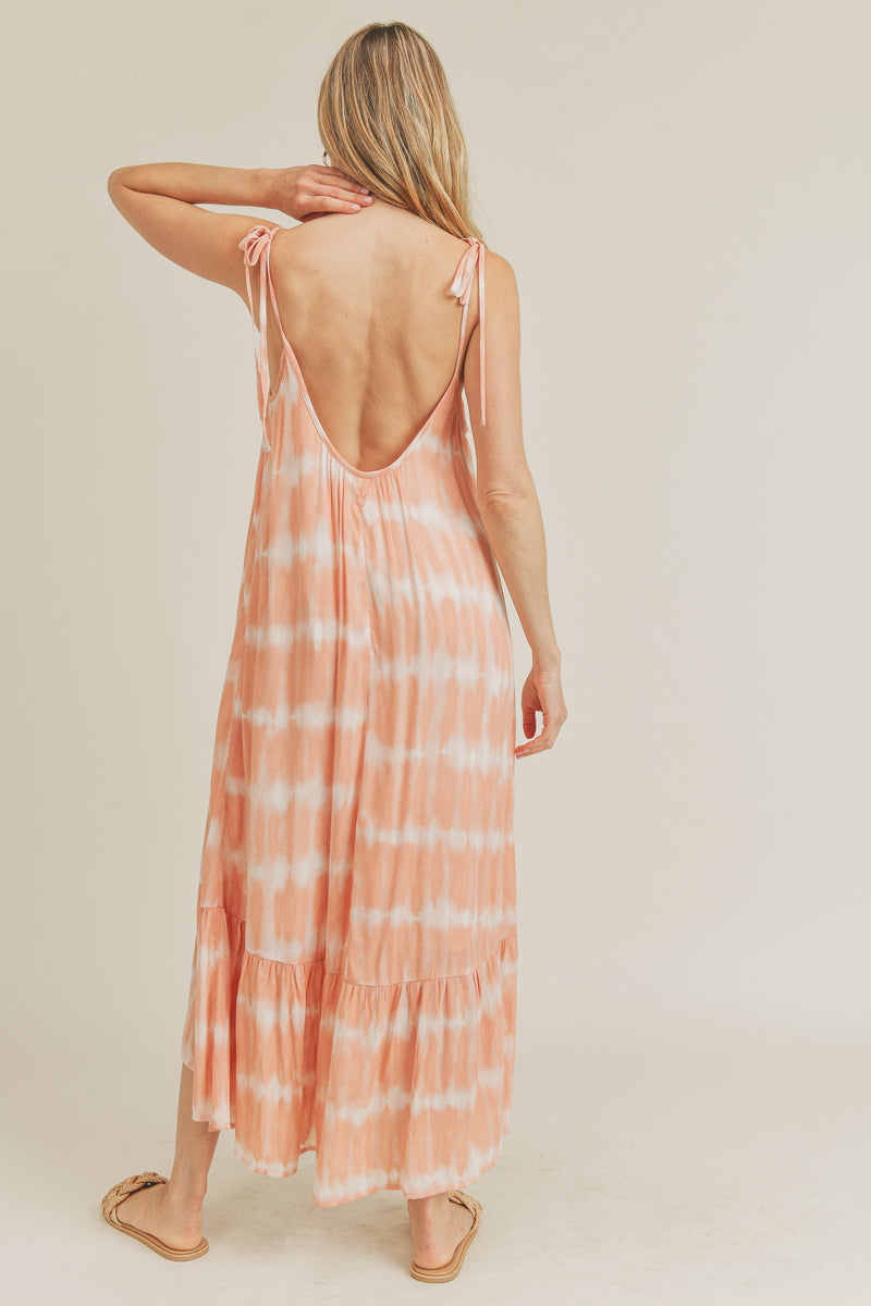 ADRIANNA TIE DYE GAUZE MIDI DRESS