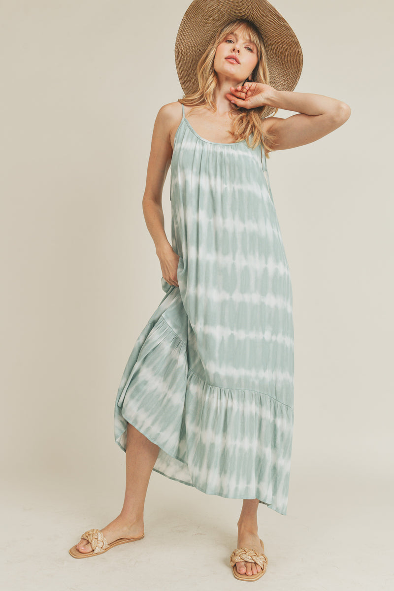 ADRIANNA TIE DYE GAUZE MIDI DRESS