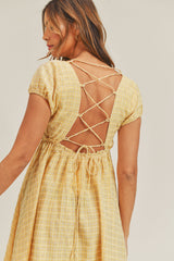 BACK LACE UP DETAIL MINI DRESS