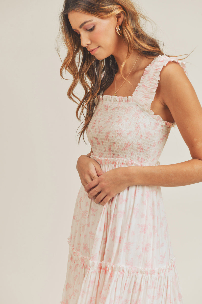 PAULA SMOCKED MIDI DRESS