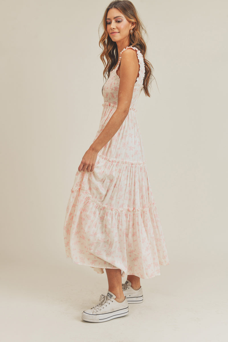 PAULA SMOCKED MIDI DRESS