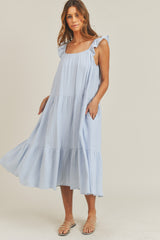 JAYLAH RUFFLE SHOULDER MIDI DRESS