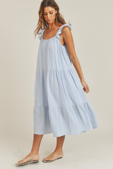 JAYLAH RUFFLE SHOULDER MIDI DRESS