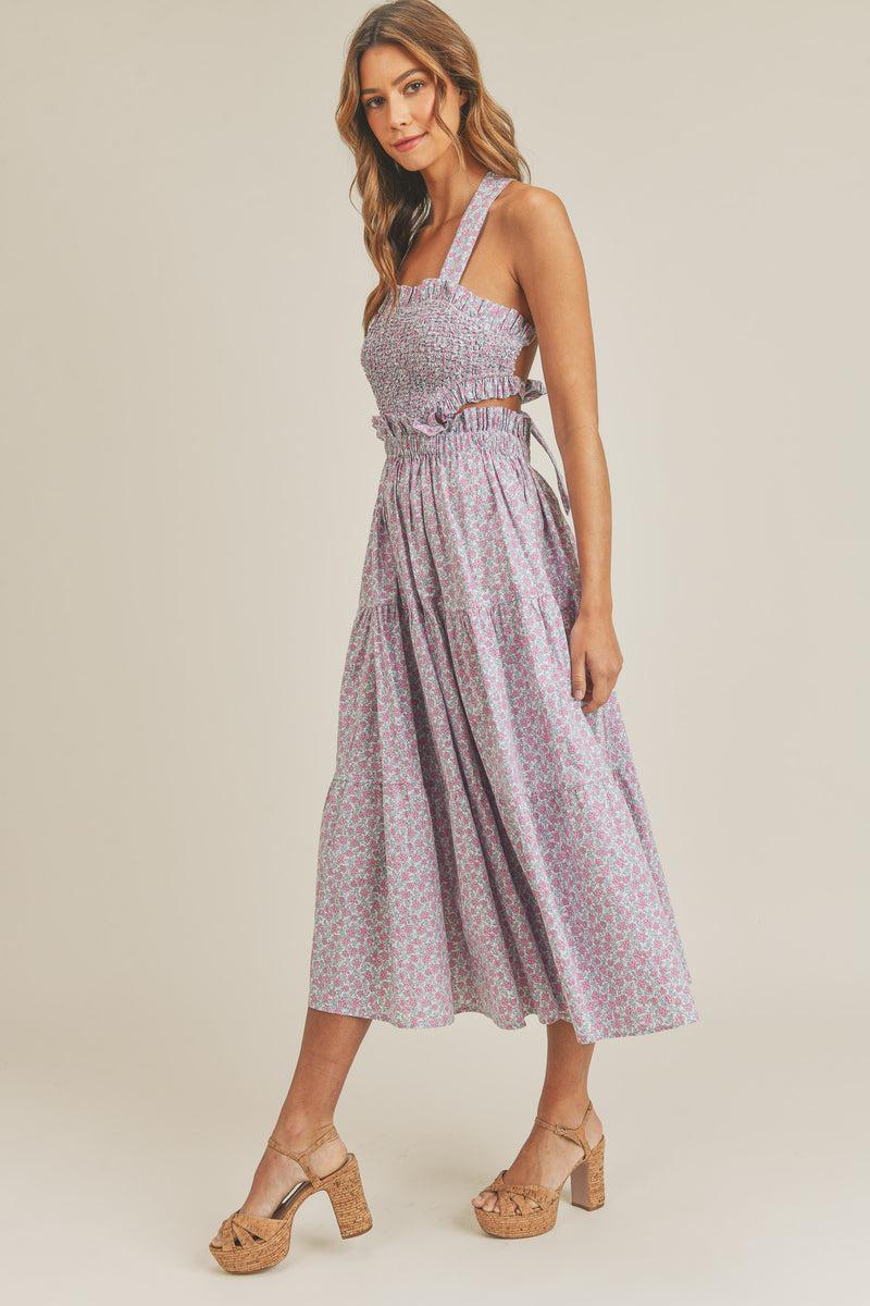 HENLEY SMOCKED MIDI DRESS