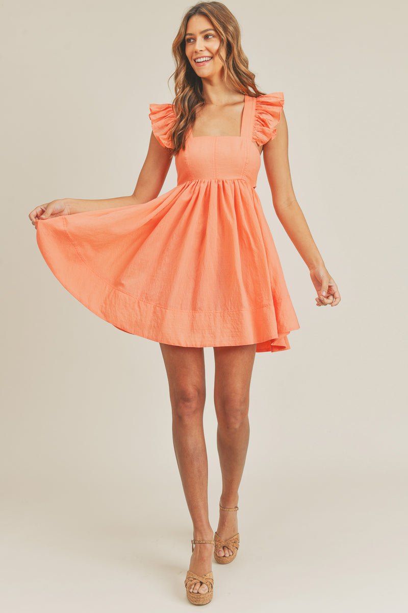 BROOKLYNN RUFFLE SLEEVELESS MINI DRESS