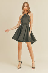 MAISIE SATIN FLARE MINI DRESS