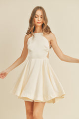 MAISIE SATIN FLARE MINI DRESS