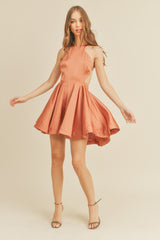 MAISIE SATIN FLARE MINI DRESS