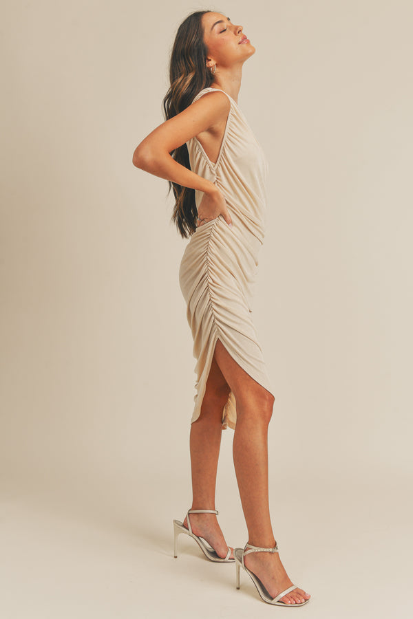 AUDREY ONE SHOULDER MIDI DRESS