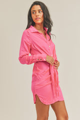 AMANI FRONT TIE SHIRT MINI DRESS