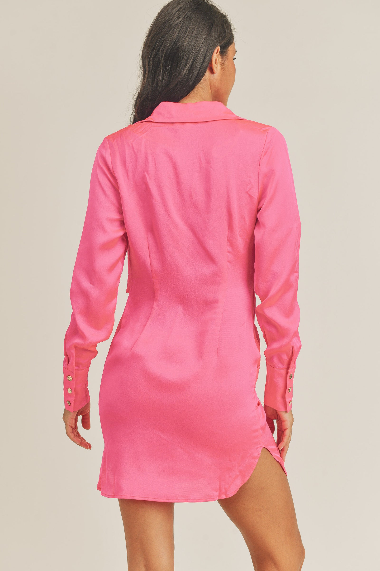 long sleeve tie front mini shirt dress By Anthropologie Long-Sleeve Tie-Front Mini Shirt Dress