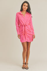 AMANI FRONT TIE SHIRT MINI DRESS