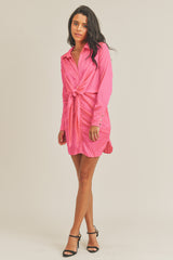 AMANI FRONT TIE SHIRT MINI DRESS