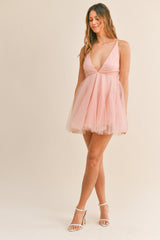 LEILA STRAP TULLE MINI DRESS