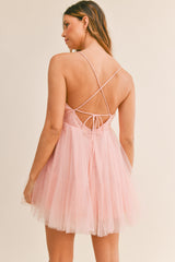 LEILA STRAP TULLE MINI DRESS