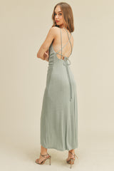 ZURI HALTER NECK LONG DRESS