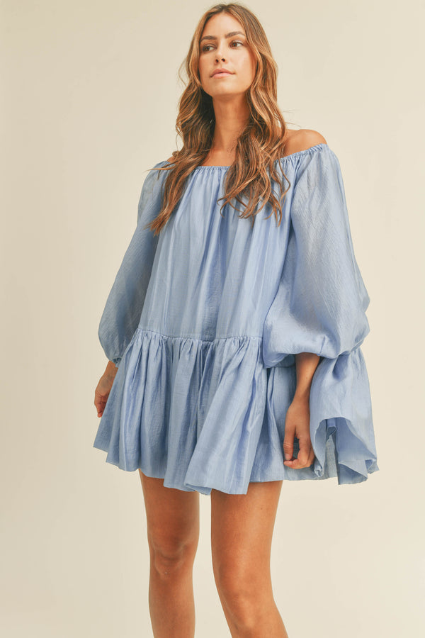 OAKLYNN OFF SHOULDER PUFFY MINI DRESS