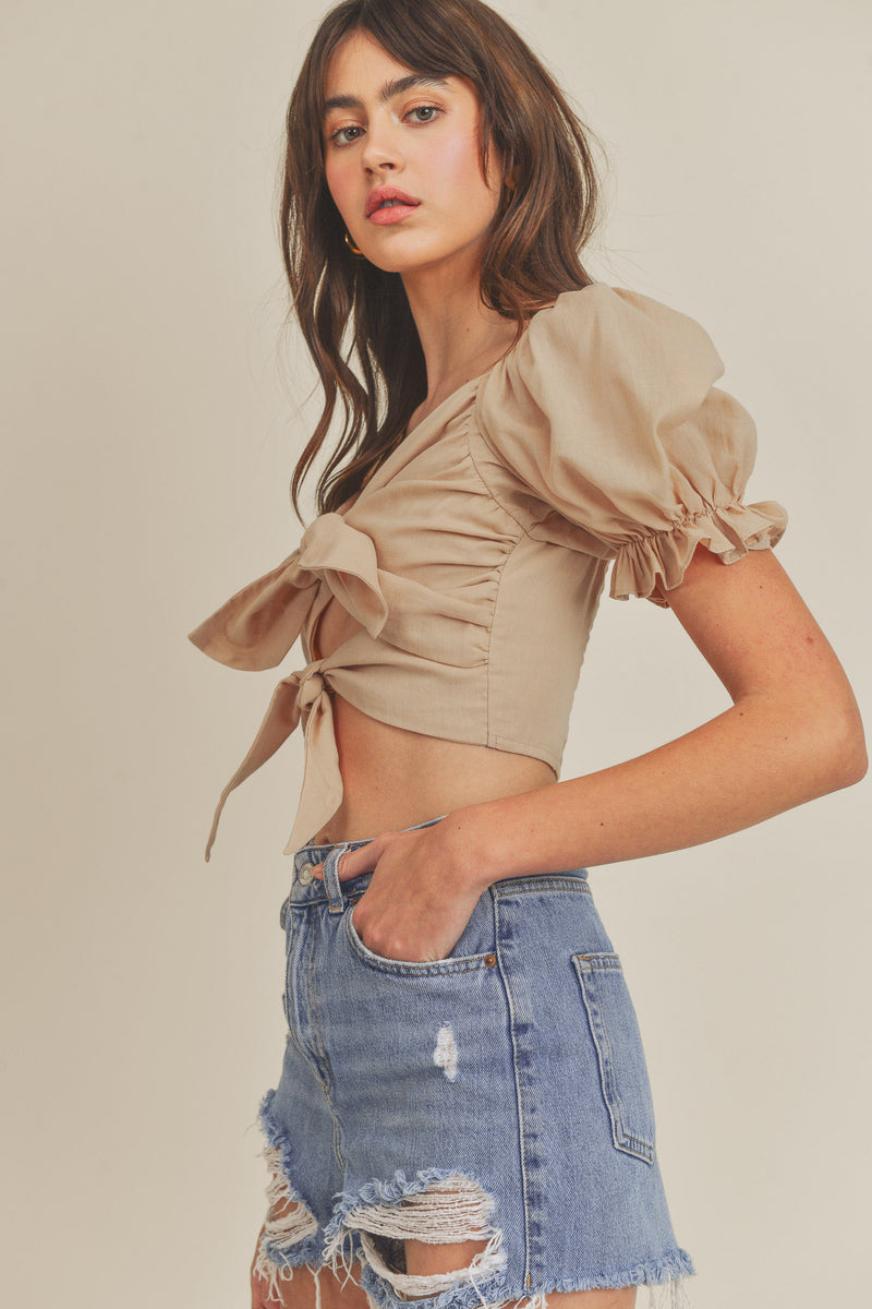 MARYAM TIE FRONT CROP TOP