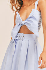 VADA RIBBON TIED TOP AND FLARE SKIRT